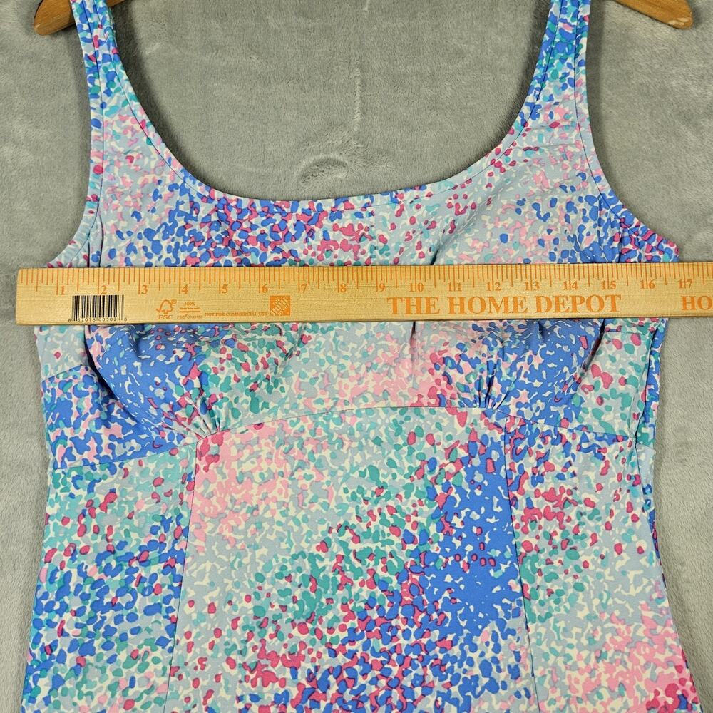 Vintage Sea Waves Swim Dress Womens Size 18 Multicolor Pink Blue Preppy Beach - Picture 11 of 13